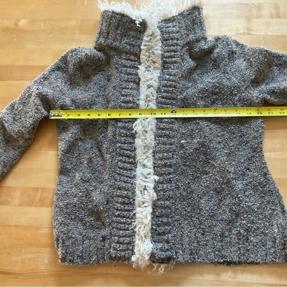 Cozy Ponsesa Faux Fur Trim Sweater Jacket Boho Sherpa Cardigan Coat Size L - Picture 13 of 16